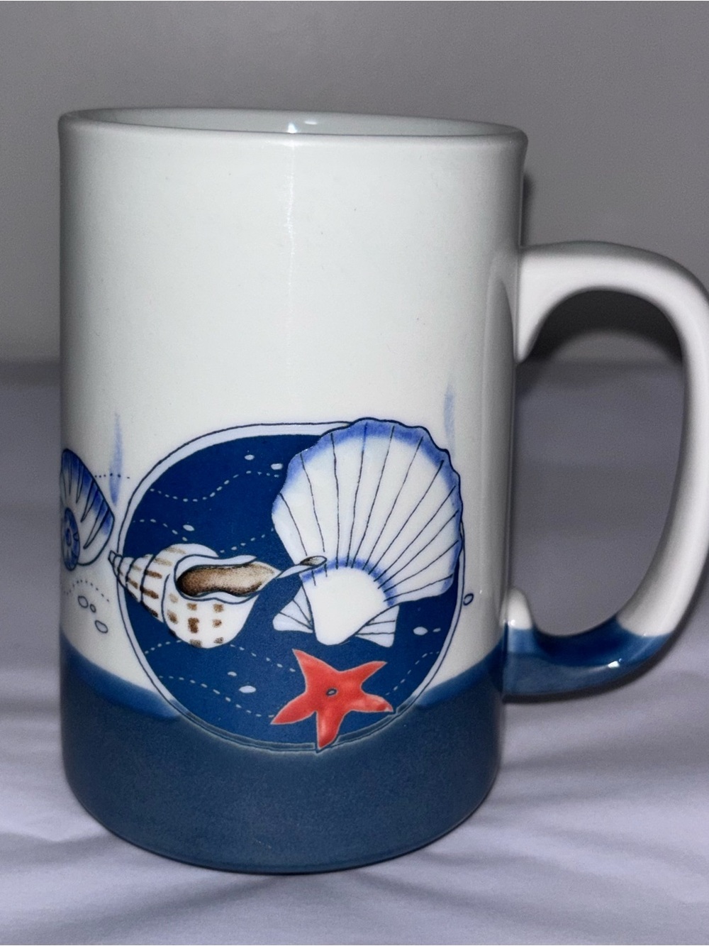 Otagiri Japan vintage seashell embossed coffee mug starfish sanddollar EXCELLENT